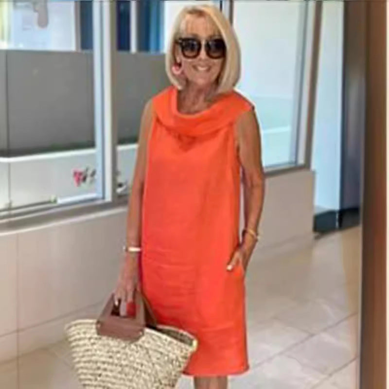 Women's Summer Dress Linen Elegant Lace-Up