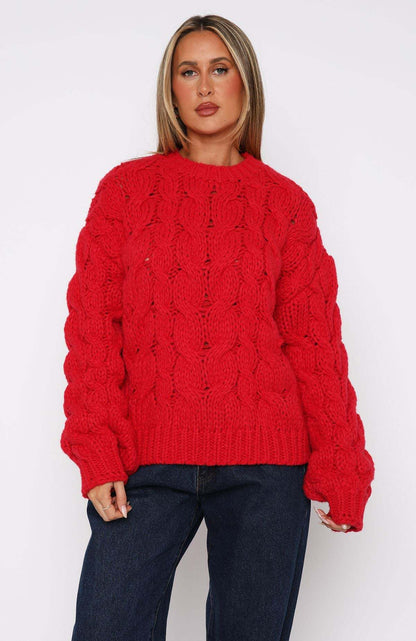Women's Cable Knit Sweater Modern Cable Design