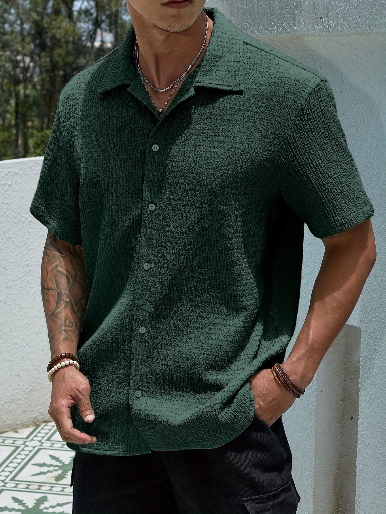 Herren Sommerhemd Modern Kurzarm