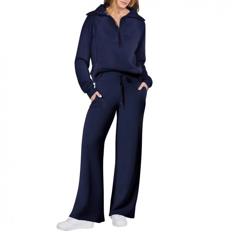 Women's Sports Set with Stand-up Collar and Braces