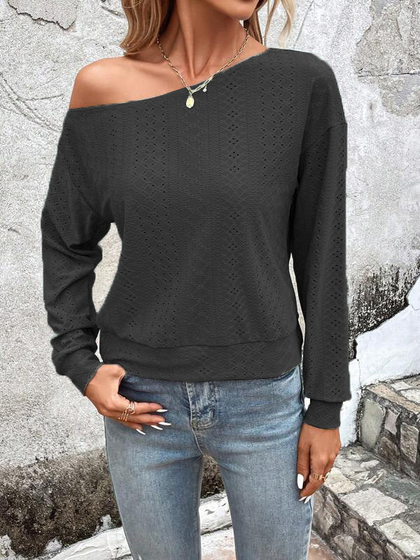 Women's Sweatshirt Casual Asymmetric Eyelet Pattern Trendy