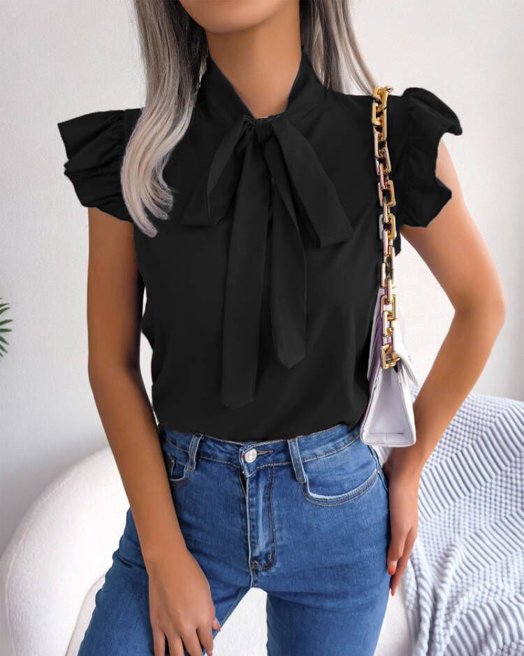 Women's Blouse Ruffles Chic Bow Design