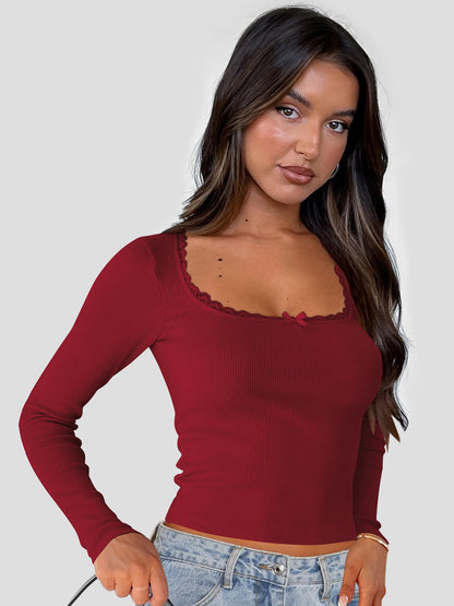 Women's Long Sleeve Lace Elegant Top