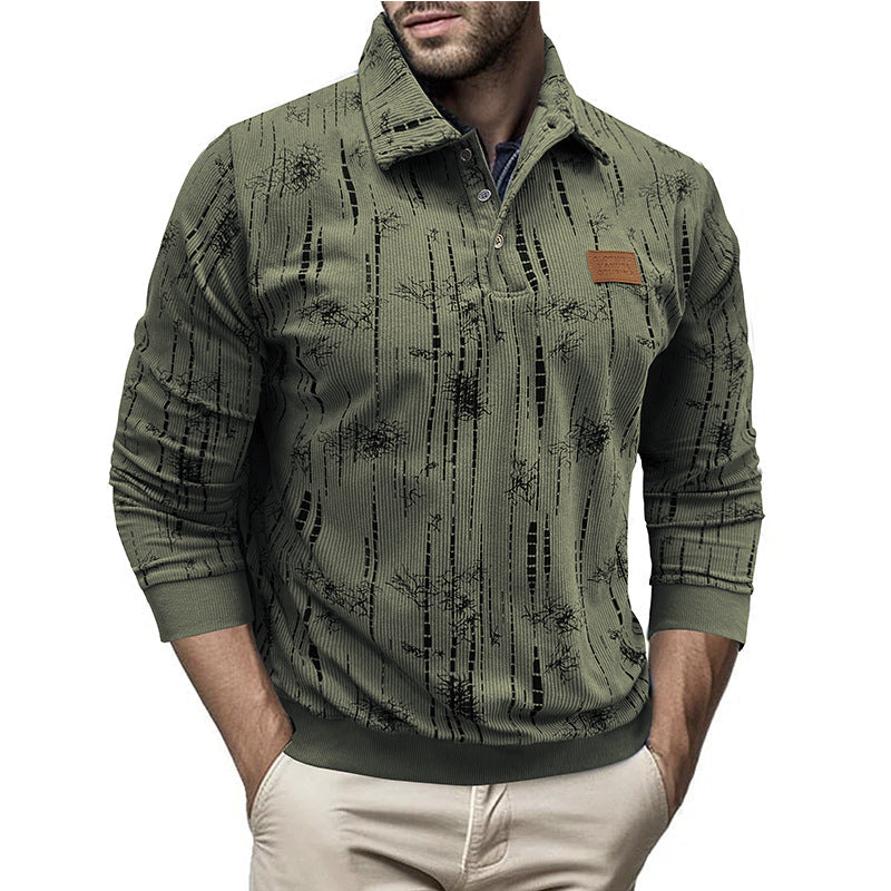 Patterned Women's Blouse Casual Button Collar