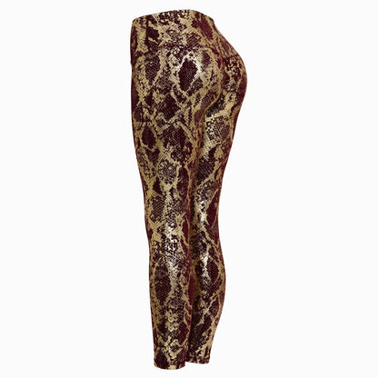 Women's Sports Leggings Snake Print High-Waisted