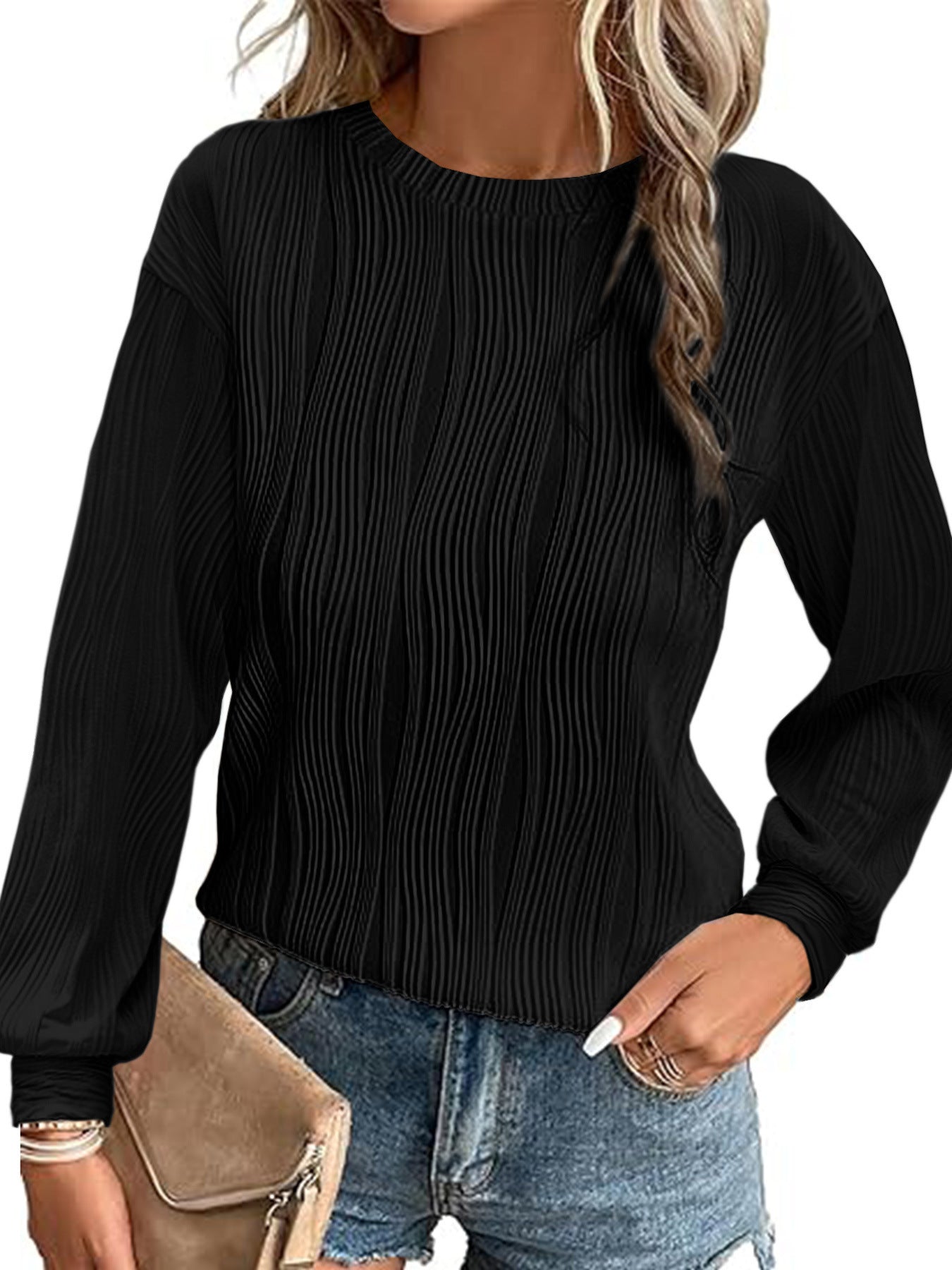 Women's Pleated Long-Sleeved Elegant Sweater