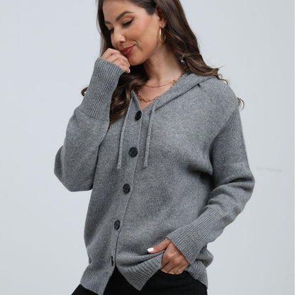 Hooded Cardigan Comfortable Oversized with Buttons