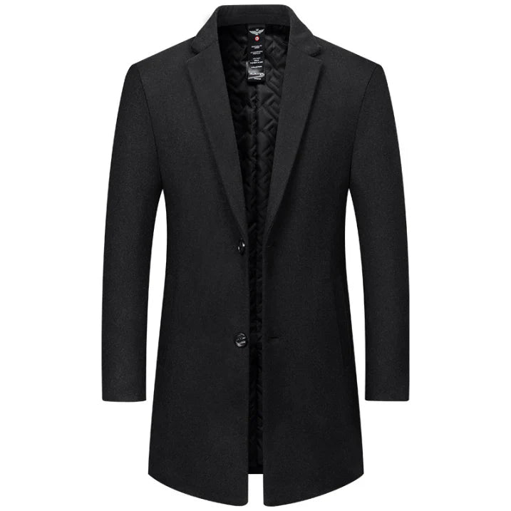 Men's Long Black Winter Coat Elegant Cut