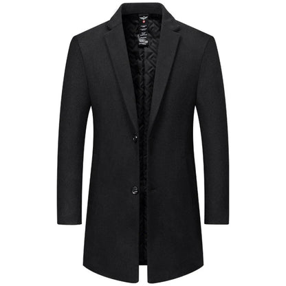Men's Long Black Winter Coat Elegant Cut