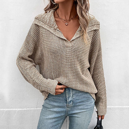 Women's Knitted Pullover Autumnal Vintage Collar