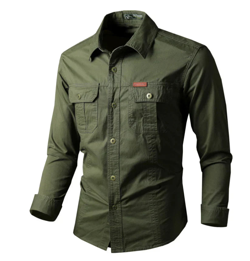 Outdoor Long-Sleeve Shirt with Chest Pockets, Functional