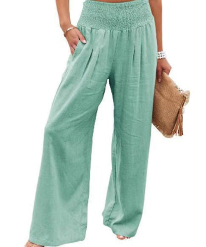 Damen Leinenhose Bequem Weit Geschnitten Sommerhosentyp