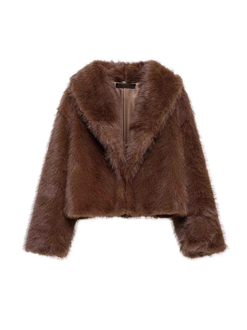 Women's Stylish Faux Fur Jacket Fashionable Elegan