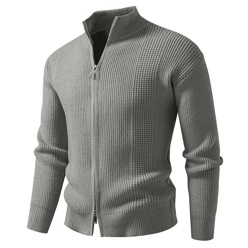 Men's High Collar Cardigan Modern Snap Closure