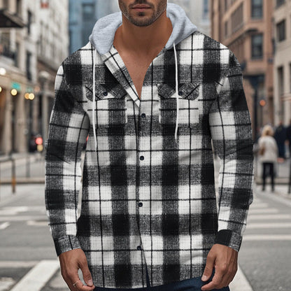 Herren Hoodie Karo Muster Sportlich
