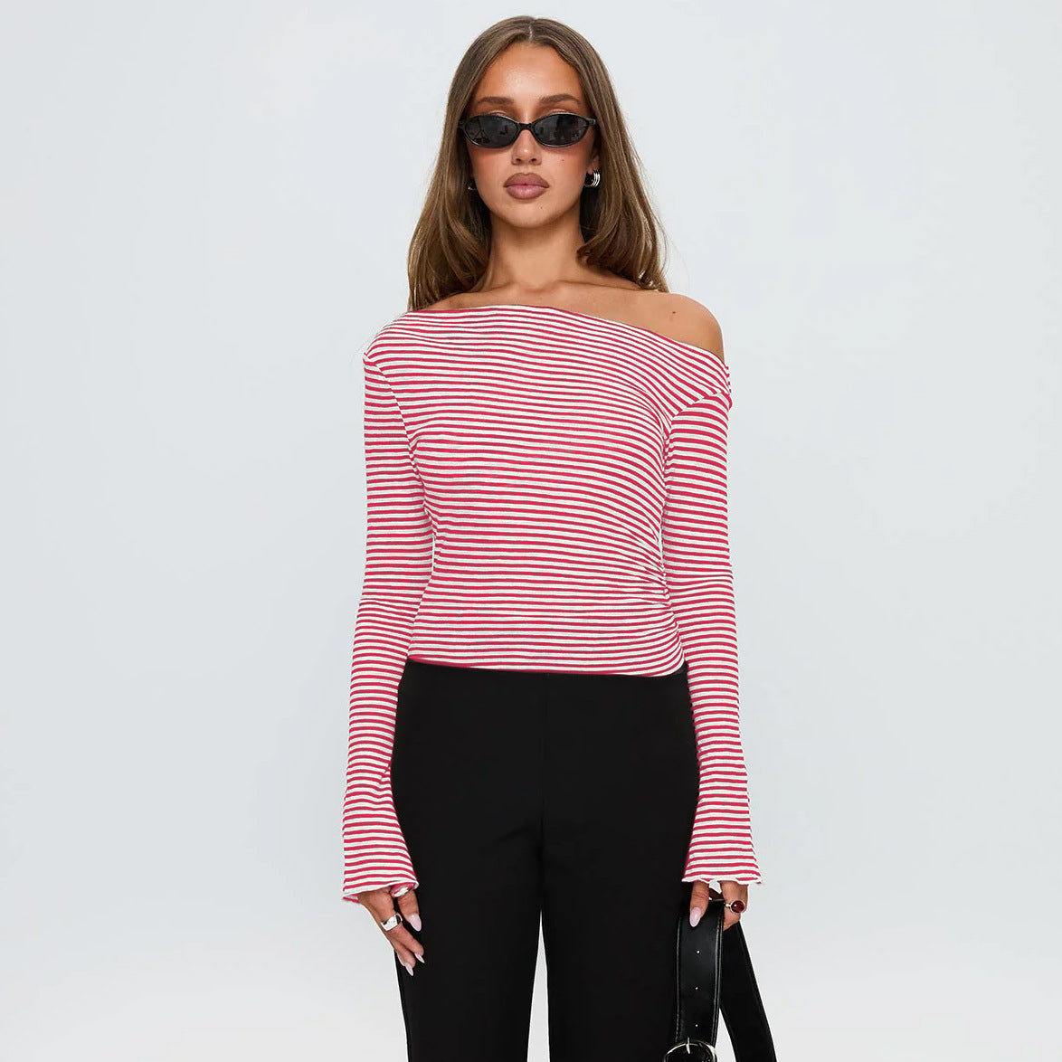 Women's Asymmetrical Polka Dot Top Modern Design