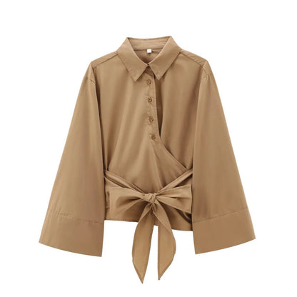 Elegant Women's Blouse Wide Sleeves Tailored Fit