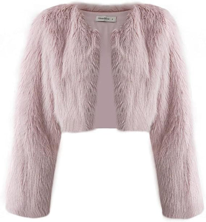 Women's Short Jacket Fluffy Open Cut Chic