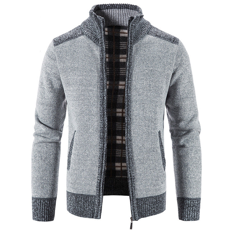 Men's Cardigan Modern Stand-up Collar Textured Look