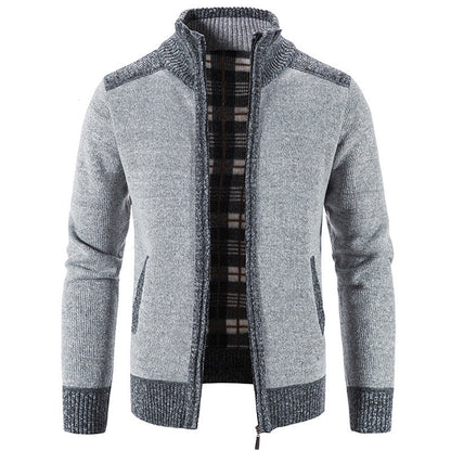 Men's Cardigan Modern Stand-up Collar Textured Look