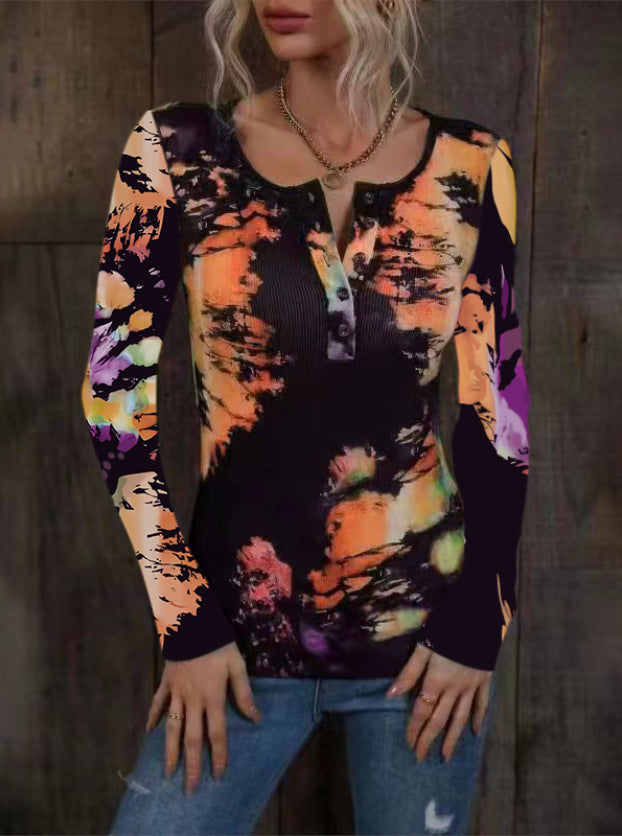 Women's Long-Sleeve Shirt Colorful Gradient Trendy