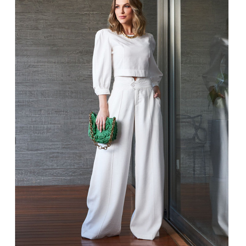 Damen Chic Zweiteiler Set Bluse Hose - IdealeKleiden