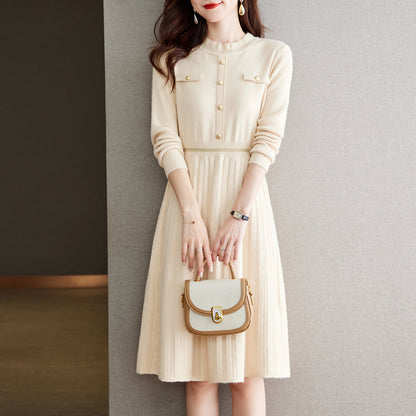 Women's Knitted Dress Elegant Design High Neck