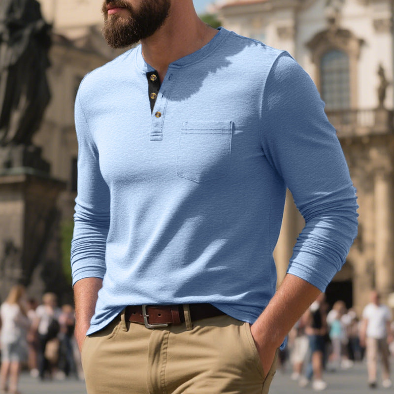 Men's Long-Sleeve Shirt Soft Cotton Practical