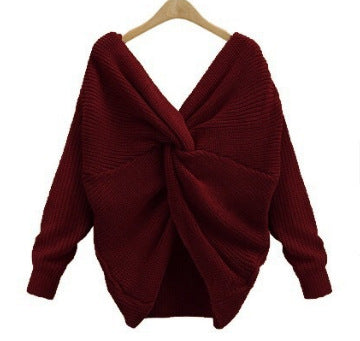 Women's Elegant V-Neck Knitted Sweater