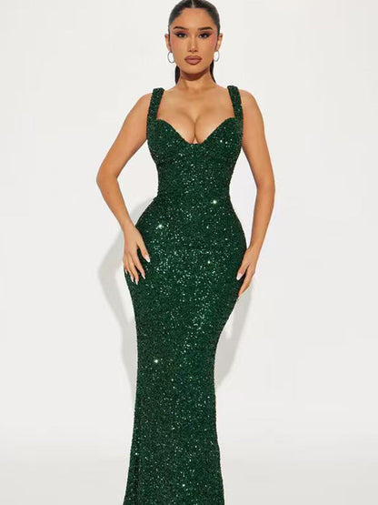 Women's Evening Dress Sequins Glamour Black