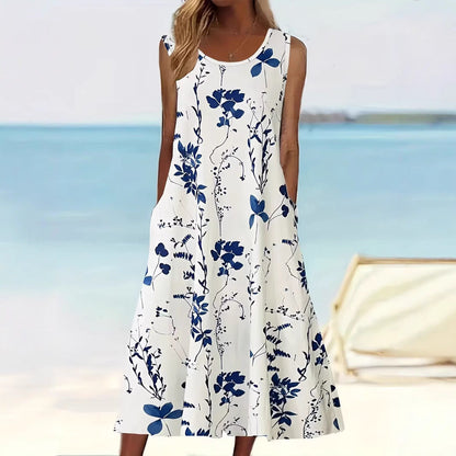 Sommerkleid Damen Blumenmuster Elegant Leicht