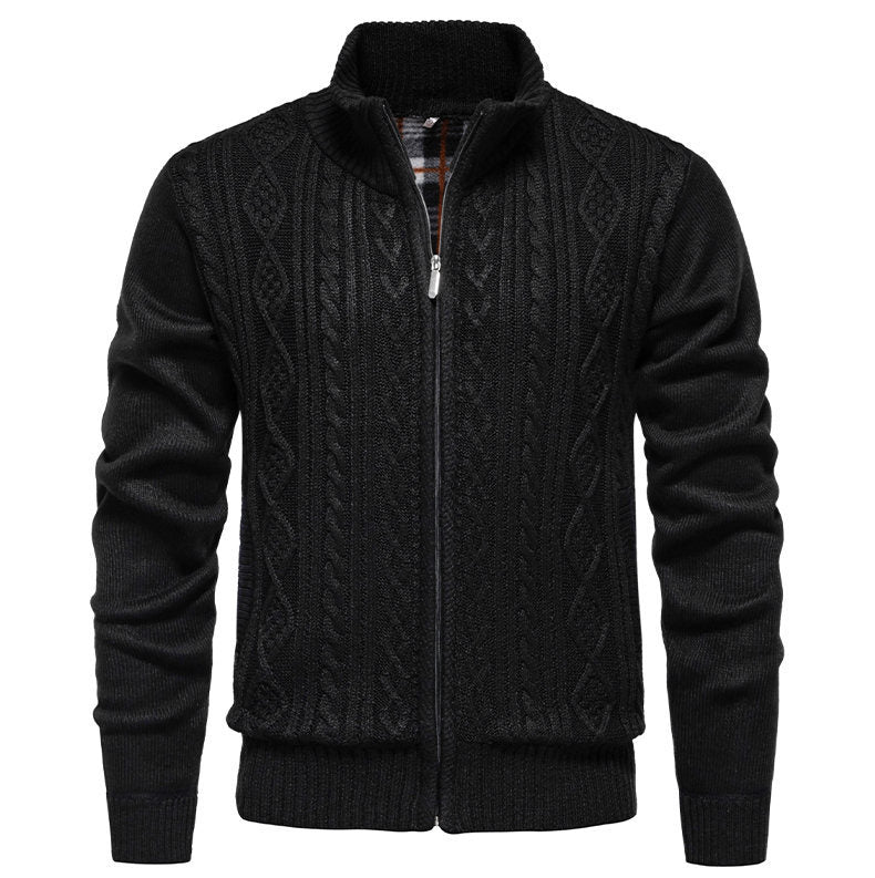 Herren Strickjacke Hochkragen Reißverschluss Sportlich - IdealeKleiden