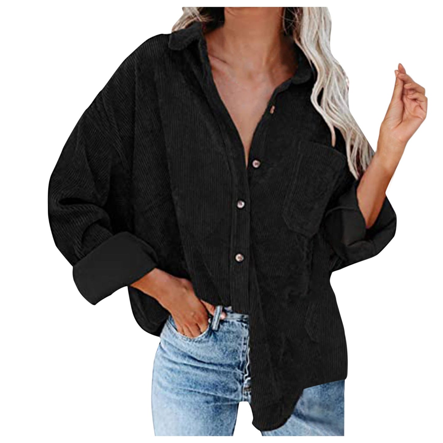 Women's Oversized Corduroy Blouse Comfortable Elegant