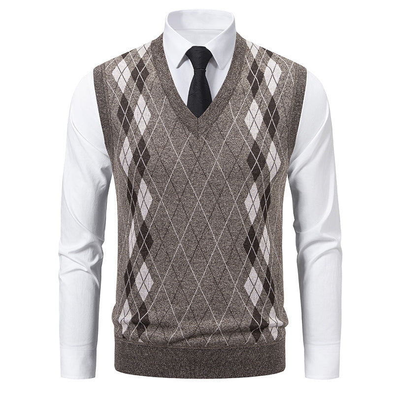 Men's Sleeveless Sweaters Argyle Pattern Elegant Design