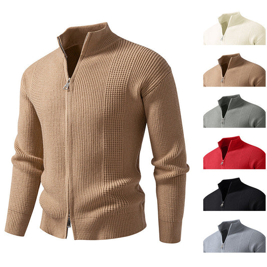 Herren Strickjacke Hochkragen Modern Schnellverschluss - IdealeKleiden
