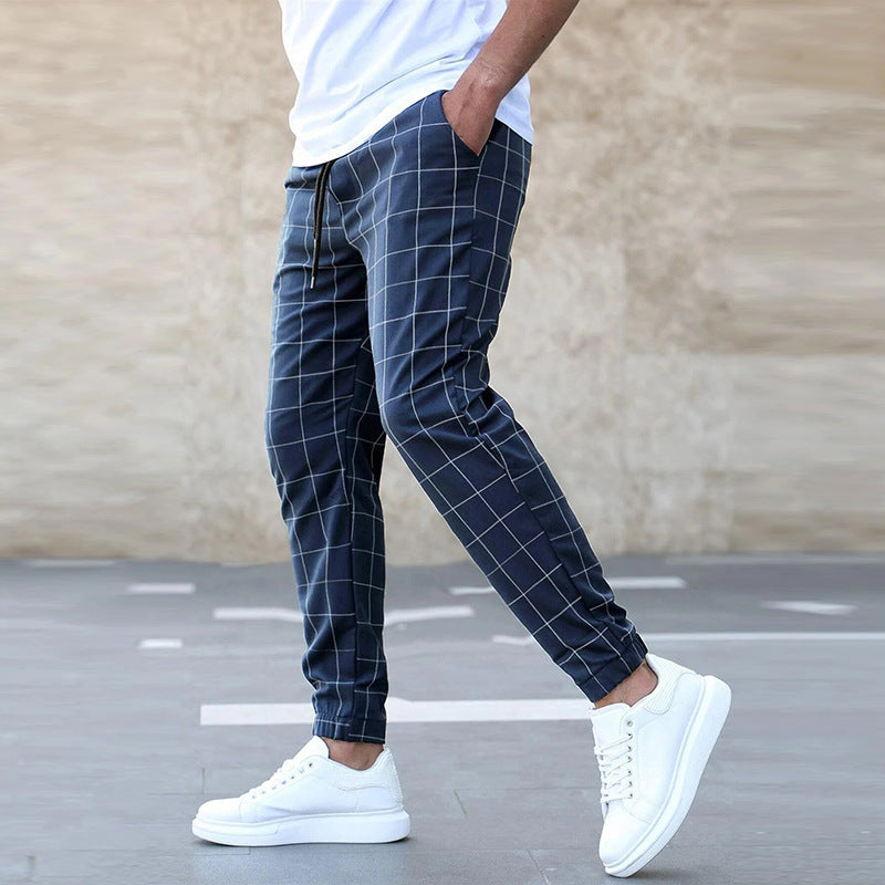 Checked Casual Trousers Modern Sporty