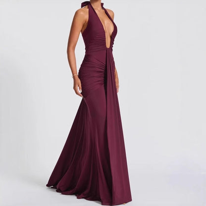 Women's Elegant V-Neck Maxi Dress Summer Dress