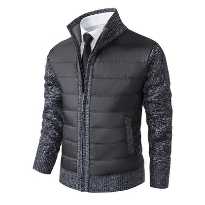 Men's Quilted Jacket Warm Insulated Long Sleeve