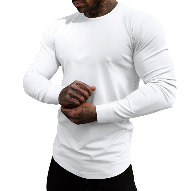 Men's Long-Sleeve T-Shirt Soft Cotton Crew Neck