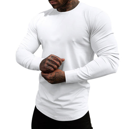Men's Long-Sleeve T-Shirt Soft Cotton Crew Neck
