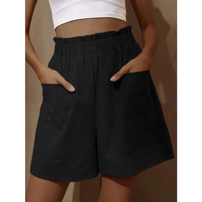 Women's Linen Shorts Comfortable Elastic with Side Pockets