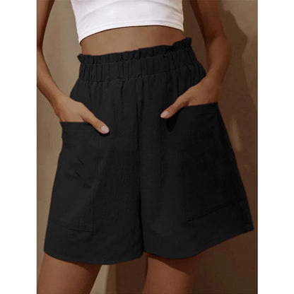 Women's Linen Shorts Comfortable Elastic with Side Pockets