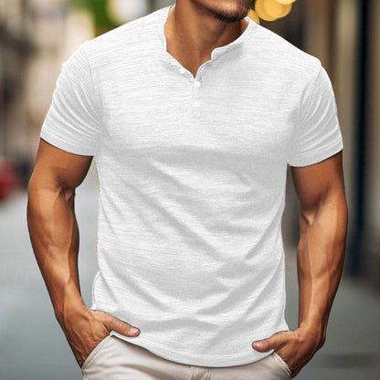 Men's Short Sleeve T-Shirt Modern Button Design