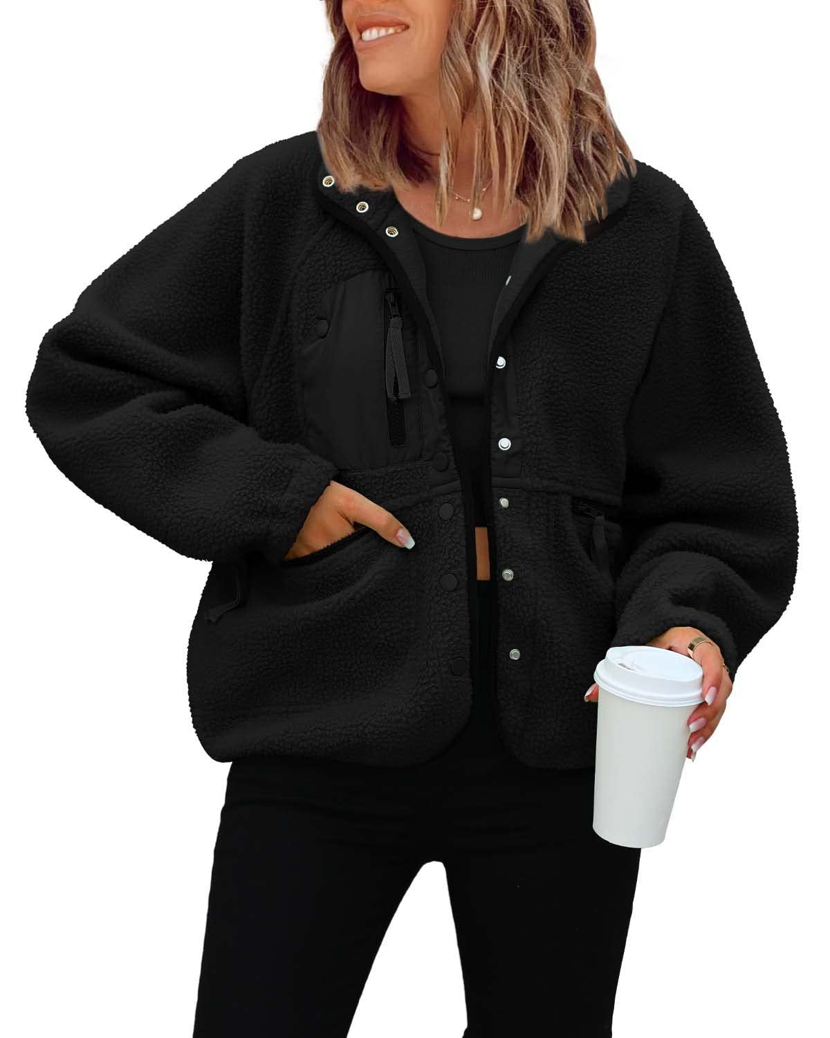 Women's Fleece Jacket Soft and Warm with Pockets