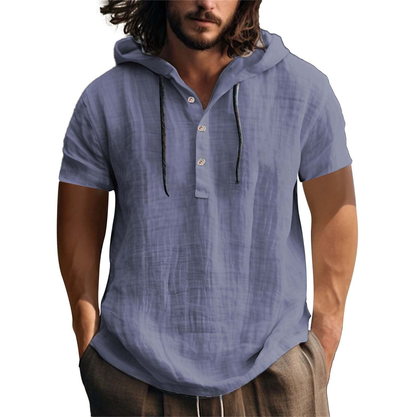 Men's Short Sleeve Hoodie Casual Relaxed
