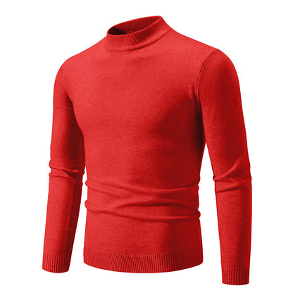 Men's Pullover Fine Knit High Collar Elegant
