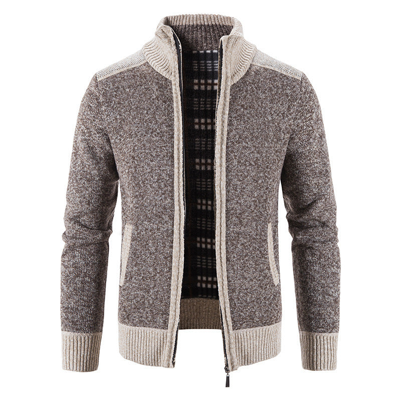 Men's Cardigan Modern Stand-up Collar Textured Look