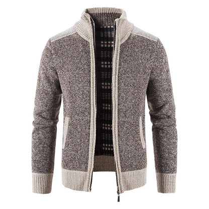 Men's Cardigan Modern Stand-up Collar Textured Look