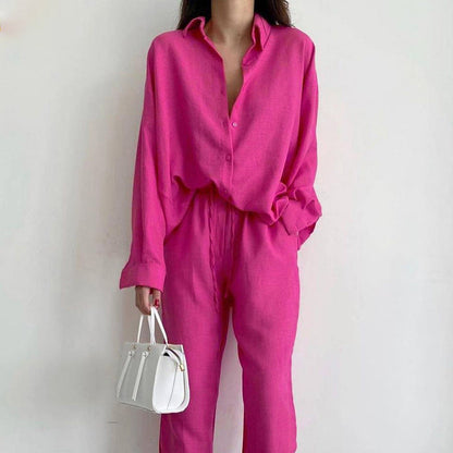 Women's Linen Suit Summer Elegant Pants Blouse