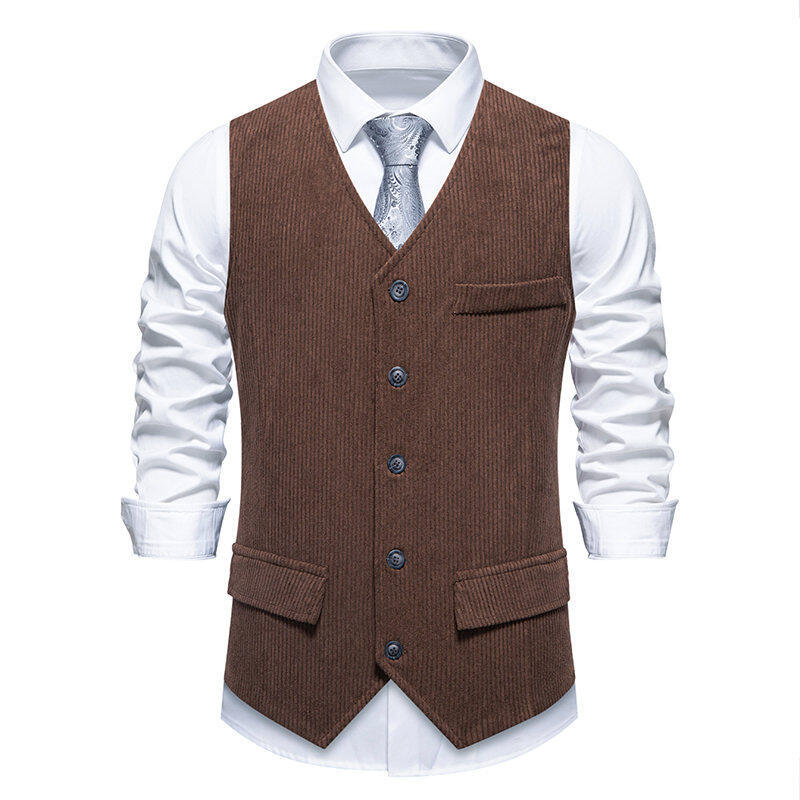Men's Suit Vest Classic Herringbone Design Practical